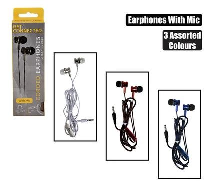 Earphones metallic ultra thin cord+mic