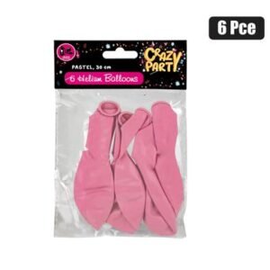 Balloon helium 6pc pastel pink f-01