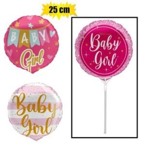 Balloon air fill w/stick baby girl
