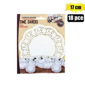 Doilie paper rnd white 18pc 17cm