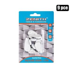 Picture-hook+pin wht 9pce asstd zenith