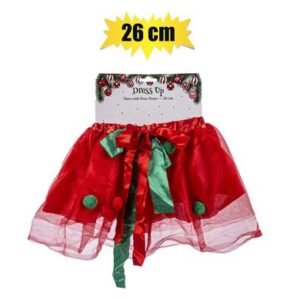 Xmas dress up tutu w/pompoms 26cm