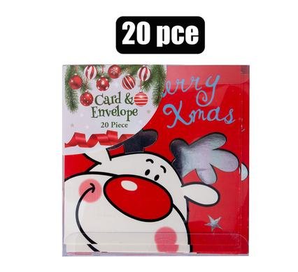 Xmas stationery card & envelope 20pc