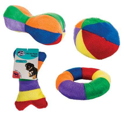 Pet dog toy plush shapes asstd