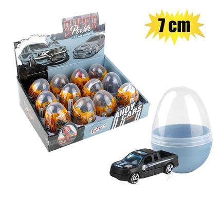 Die cast single racer in egg 7cm