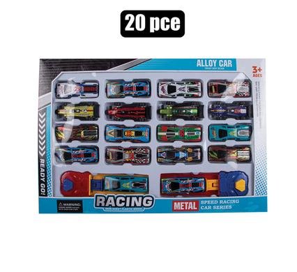 Die cast set w/18 cars & 2 launchers