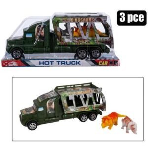 Vehicle playset truck w/2 dinos 3pc