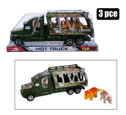 Vehicle playset truck w/2 dinos 3pc