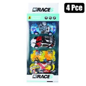 Vehicle racer graffiti 4pc 9.5cm