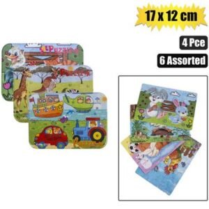 Puzzle wooden in tin box 16x11cm 12pcs