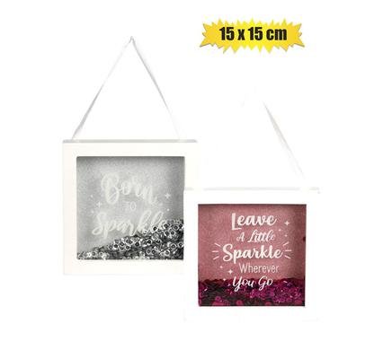 Orn baby hang sparkle box 15x15cm asstd