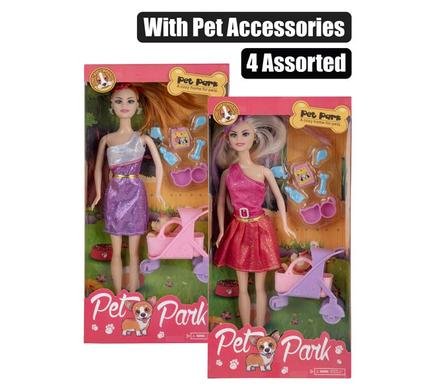 Fashion doll with pet asstd 29cm