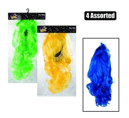 Dress up wigs long neon colour asstd