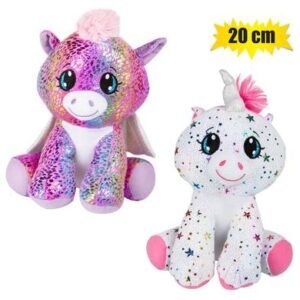 Plush unicorn 20cm metallic sitting