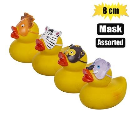 Baby vinyl themed duck 8cm, mask asstd