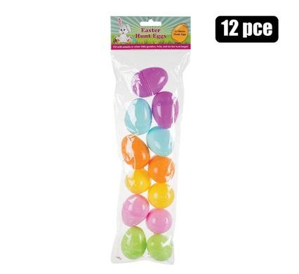 Easter hunt eggs plastic fillable 12pc