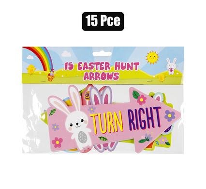 Bunny arrow signs easter hunt 15pc