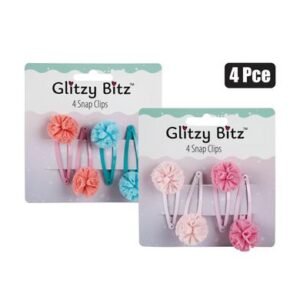 Hair clips 4pc pom pom snap-on