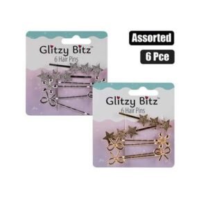 Hair clips fashion pins asstd 6pce