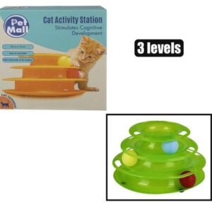 Pet cat toy pyramid with ball 3 levels