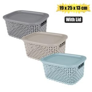 Basket pl pointy 19x25x13cm 3l w/lid
