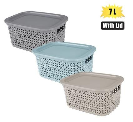 Basket pl pointy 22x29x16cm 7l w/lid