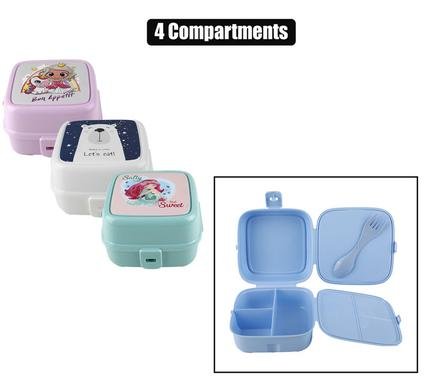 Lunch box 4 compartments w/spork