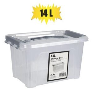 Storage box clear/grey 14l 38x26x20cm
