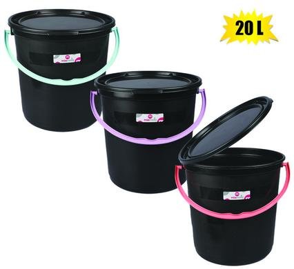 Bucket pl 20l w/handle & lid