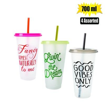 Tumbler sipper w/straw 700ml printed