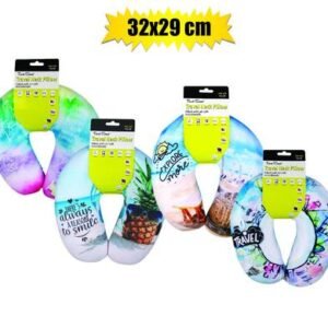 Travel neck pillow 32x29cm assorted