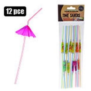 Straws plastic 12pce w/umbrella