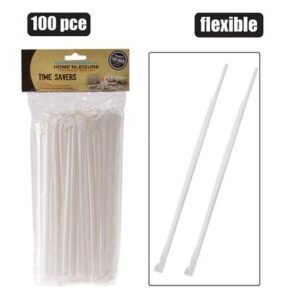 Straws plastic flexible 100pc wrapped