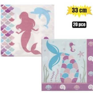 Serviettes 2ply 33cm 20pc mermaid