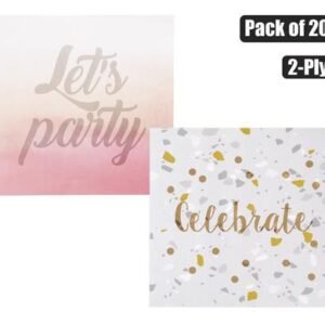 Serviettes 2ply 33cm 20pc celebration