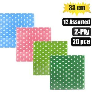 Serviettes 2ply 33cm 20pc dots